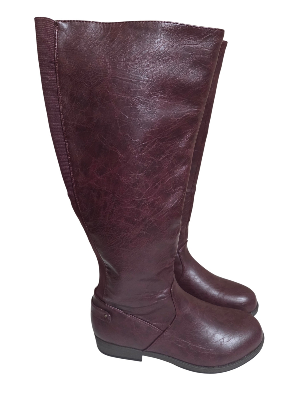 BurgandyTall Boots - Faux Leather